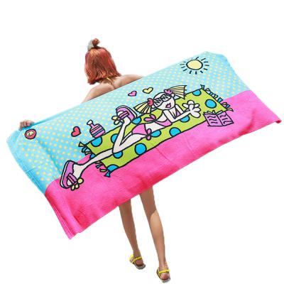 China Souina Brand Hypoallergenic Custom Printed Logo Microfiber Beach Towel Wholesale Europe CE Standard for sale