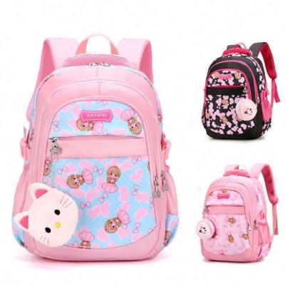 China Anti-theft Children Backpack Pink Lightweight Weight Loss School Bag First Grade Girls Students School Bag for sale