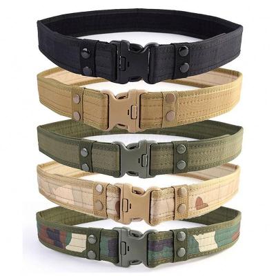 China 130cm Outdoor Tactical Belt Mens Army Military Canvas Belt Adjustable Men Sport Buckle Military Plastic Belt E0616 for sale