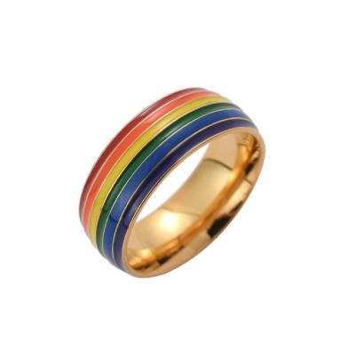 China Romantic 8 mm size gay pride multi option fashion rings colorful rainbow lgbt ring for sale