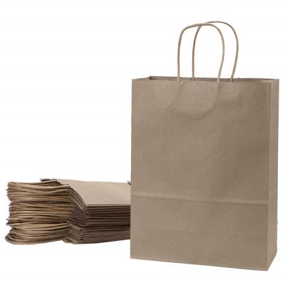 China Recyclable Kraft Paper Bags With Handles Brown Paper To Go Take Out Restaurant Bags With Handles for sale