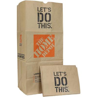 China Garbax 5-Pack 30-Gallon Brown Customized Recyclable Sheet Outdoor Paper Waste Bag for sale