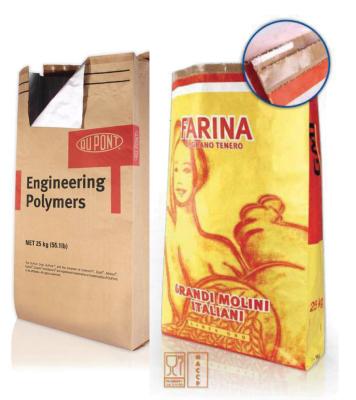 China biodegradable pe liner 25 kg milk protein paper bags with pull strip 50kg food grade film kraft paper heat seal bag for sale