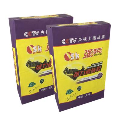 China Biodegradable multiwall glued valve paper bag for 20kg 25kg tile mastic adhesive powder for sale