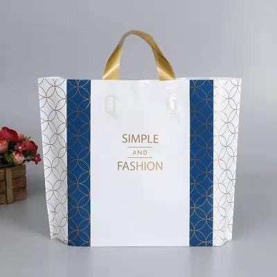 China Recyclable Wholesale Reusable Custom Printing High Quality Plastic Logo Clothing Bag Shopping Bag With Handle for sale