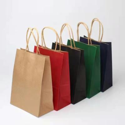 China Biodegradable Custom Printed White Paper Bag Takeout Shopping Brown Kraft Paper Bag With Handle for sale