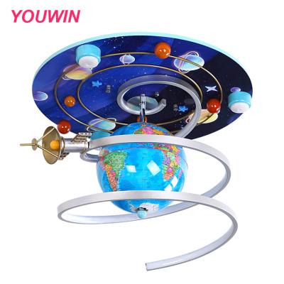 China Wholesale Price Kids LED Light European Creative Satellite Space Lamp Rotating Globe Ceiling Light With Strip for sale