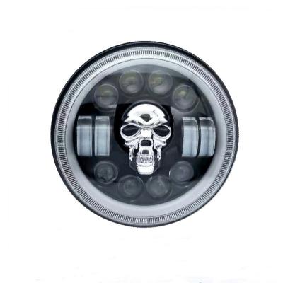 China 7 Inch Car Headlights Halo Angle Car Skull Eyes Led Headlight DRL Hi/Lo Beam For Jeep Wrangler Off Road Motorcycle Turn Light 75W for sale