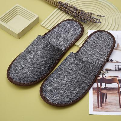 China Exquisite Disposable Hotel Amenities Summer Linen Disposable Personalized Hotel Slippers With Customized LOGO for sale