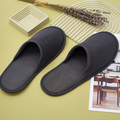 China Exquisite Disposable Hotel Amenities Wholesale Closed toe Customized Logo Luxury Hotel Bedroom Guest Slipper Disposable Hotel Slippers for sale