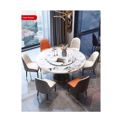 China Home Adjustable Illuminated Hotel Round Dining Table Slate Round (Other) Table With Turntable Round 8 Seat Slate Dining Table for sale