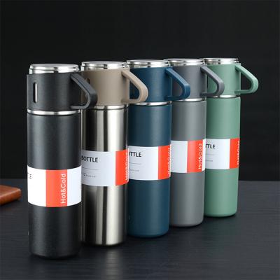 China Business Amazon Success Stainless Steel Vacuum Cup Flask Thermos Water Bottle Handle And Insulated Lid Set With Silicone Soft Drinkware for sale