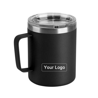 China Custom Logo Viable 12 Ounce 14 Ounce Powder Coated Insulated Stainless Steel Coffee Mugs Handle Double Wall Vacuum Tumbler Cup Horoscope for sale