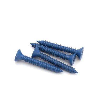 China Best Pan Cross Recessed Head Threads Confast Countersunk Concrete Screws For Cement , Blue Zinc for sale