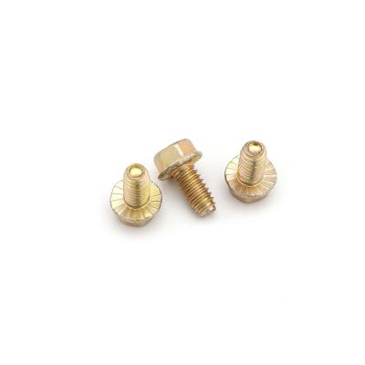 China Pan Standard High Tensile Yellow Zinc Flange Wire Teeth Hex Slitter Screws for sale