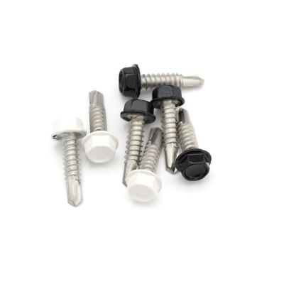 China Pan Hex Washer Steel Construction Self Drilling Screws Teak Wood To Metal With Prime Paint for sale