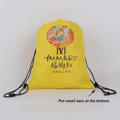 China Portable Polyester Sports Bag Polyester Pouch Customized Logo Marathon Event Bag Drawstring Backpack for sale