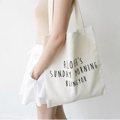 China Wholesale Canvas Canvas Portable Bag Customized Logo Zipper Muslin Bag Cotton Simple White Shoulder Student for sale