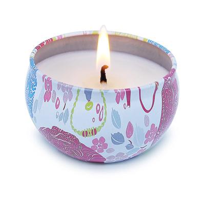 China Birthdays Cardboard Lilac Jasmine Lotus Gardenia Candle Packaging Set 4 in 1 Metal Promotional Box Wax Soy Gifts Scented Candles for sale