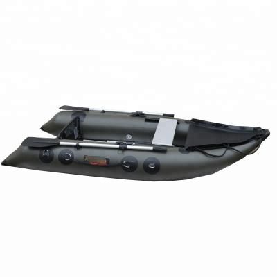 China Fishing 2.75m inflatable boat with boom aluminum head floor inflatable rowing boat, fishing paddle boat for sale