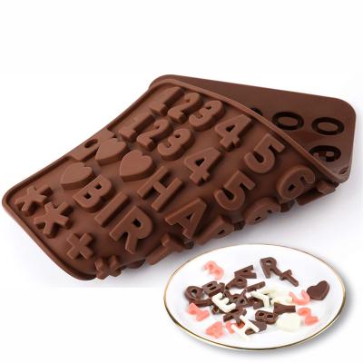 China Viable Silicone Letter Mold Number Chocolate Molds Happy Birthday Cake Decorations Symbols for sale