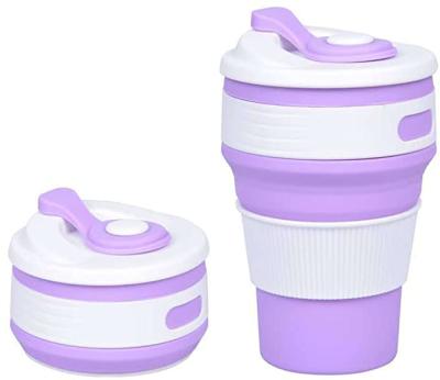 China Sustainable Portable Collapsible Sports Bottle Silicone Folding Coffee Mug With Lids for sale