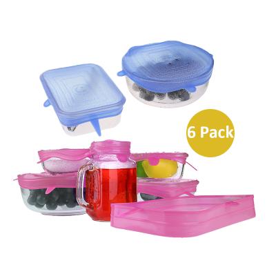 China Sustainable Food Grade Silicone Lid BPA Free Reusable Colorful Food Silicone Stretch Lids Rectangular for sale