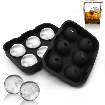 China Large Viable Ice Cube Trays Sphere Ice Ball Maker With Lid Silicone Ice Cube Mold For Cocktails Whiskey for sale