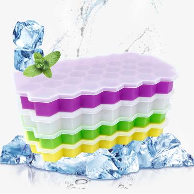 China Viable Ice Tray Cube, Shaped Ice Cube Tray Honeycomb Design Soft and Flexible Ice Cube Silicone Tray Purple for sale