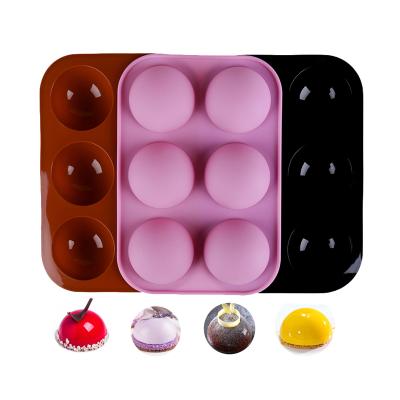 China Sustainable Silica Gel Cake Mold Small 6 Holes Silicon Cake Mold Round Chocolate Bomb Cake Mold for sale