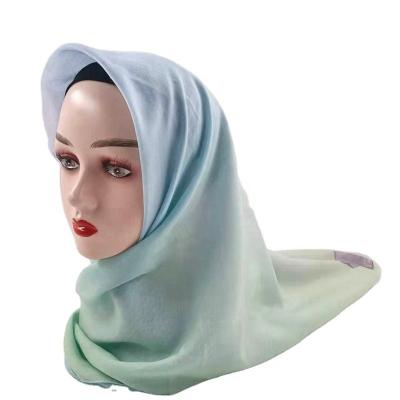 China Garment 2021 120cm by 120 cm 100 muslim hijjab scarf floral square polyester printed breathable veil bawal scarf for sale