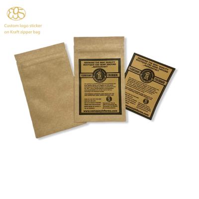 China 500PCS MOQ Recyclable Custom Log Kraft Paper Sticker With 90x150mm Kraft Paper Zipper Bag for sale