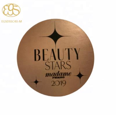 China Beauty Waterproof 40 Mm Star Brown Gold Round Label Sticker Matte Coating 2019 Pcs 7 Days Delivery for sale