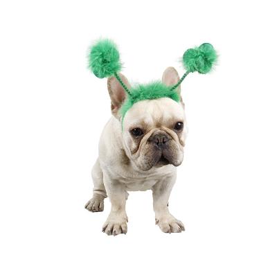 China Clover Design Cute Viable Green Pet Hair Clips Dog Cat Puppy Head Accessories Pet Headband for sale