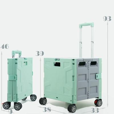 China Folding Portable Rolling Crate Wheel Box Shopping Trolley With Lid Wear Resistant Te koop