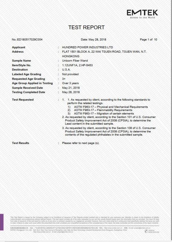 ASTM, CPSIA - Hundred Power Industries Limited