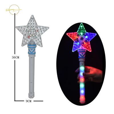 China Rainbow Flashing Star Wand Light Up / Plastic Glow Stick Wand Star For Holiday for sale