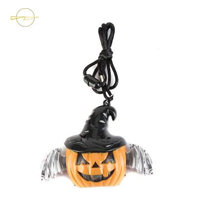 China Battery Powered Plastic Halloween Flashing Pumpkin Necklace Popular 4 LED for sale