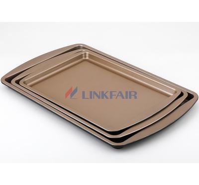 China Linkfair Sustainable Bakeware 3 Piece Rectangle Kitchenware Best Carbon Steel Nonstick Cake Plate For Wholesale for sale