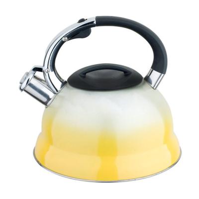 China Sustainable Stainless Steel Whistling Tea Kettle With Color Coating for sale