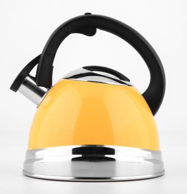 China Sustainable Yellow Body Stainless Steel Whistling Kettle Tea Kettle Water Kettle for sale