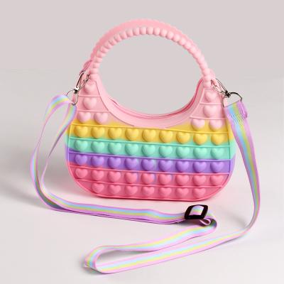 China 3D MODEL 2022 In Silicone Rainbow Busy Person Purse Noise Bubble Toy Girls Women Popis Fidget Running Purse for sale