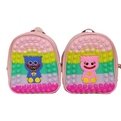 China Monster PATTERN Shoulder Strap School silicone push it backpack poppy play time fidgety bag toys huggys wuggys school backpack for sale