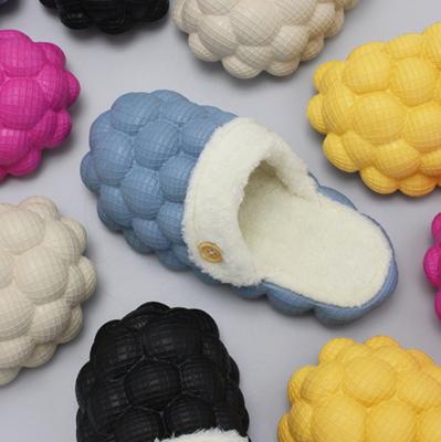 China Fashion trend designer Winter unisex indoor outdoor furry massage slippers bubble flat slippers for women for sale