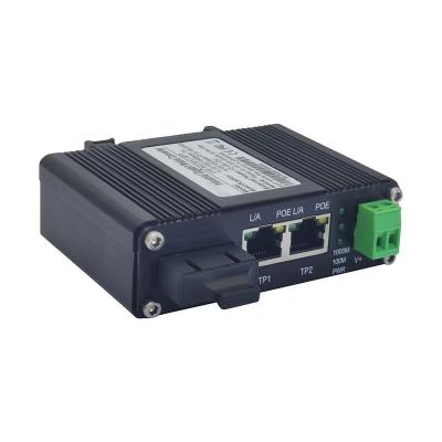 China Indoor 12-48V DC And Outdoor Input 10/100Mbps Fiber Multi Port SC Mode 2km Industrial PoE Media Converter for sale