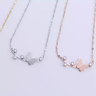 China Casual/Sporty New Fashion Jewelry Butterfly Set Diamond 18k Gold Plated Fine Necklaces for sale