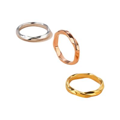 China Nickel-Free Lead-Free Gilded Threads Rings Gold Plated Stainless Steel Non Tarnish Fashion Jewelry Ring For Women for sale