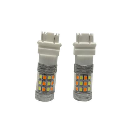 China Support 3157 Car Light 42SMD 2835 7443 Dual Color Led Bulb Amber Turn Signal Light for sale