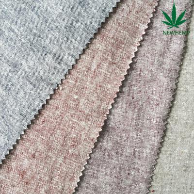 China Sustainable 54%hemp 44%organic cotton2%spandex yarn dyed organic hemp fabric wholesale for sale