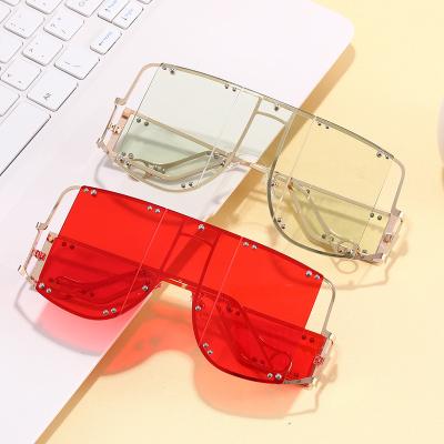 China Fashion Sunglasses 2020 Brand Italian Designer Rimless Flat Surface Fashion Square Men's Sun Glasses Sunglasses Shades Big for sale